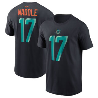 Men's Miami Dolphins #17 Jaylen Waddle Black 2025 Rivalries Collection Player Name & Number T-Shirt