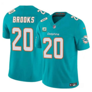 Men's Miami Dolphins #20 Jordyn Brooks Aqua 2025 F.U.S.E. With 1-Star C Patch Vapor Limited Stitched Football Jersey