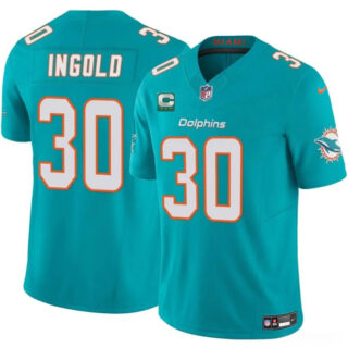 Men's Miami Dolphins #30 Alec Ingold Aqua 2025 F.U.S.E. With 3-Star C Patch Vapor Limited Stitched Football Jersey