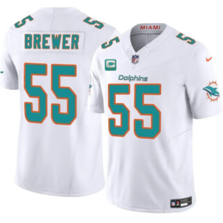 Men's Miami Dolphins #55 Aaron Brewer White 2025 F.U.S.E. With 1-Star C Patch Vapor Limited Stitched Football Jersey