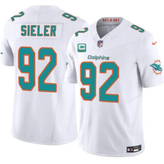 Men's Miami Dolphins #92 Zach Sieler White 2025 F.U.S.E. With 2-Star C Patch Vapor Limited Stitched Football Jersey