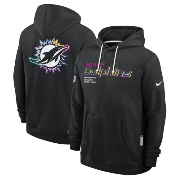 Men's Miami Dolphins Black 2025 Crucial Catch Club Pullover Hoodie
