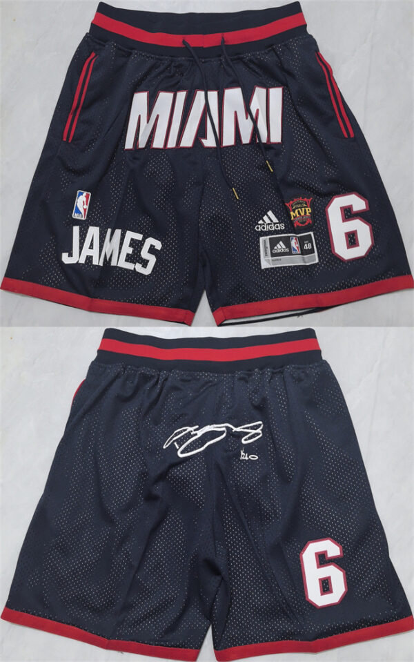 Men's Miami Heat #6 LeBron James Black Shorts (Run Small)