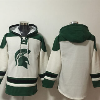 Men's Michigan State Spartans Blank Cream Ageless Must-Have Lace-Up Pullover Hoodie