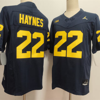 Men's Michigan Wolverines #22 Justice Haynes Navy 2025 F.U.S.E. Stitched Jersey