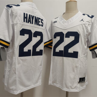 Men's Michigan Wolverines #22 Justice Haynes White 2025 F.U.S.E. Stitched Jersey