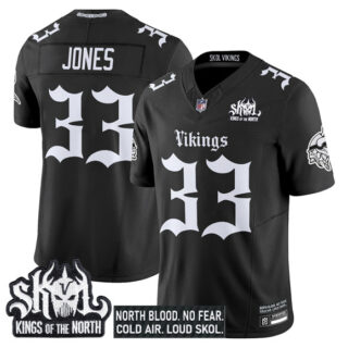 Men's Minnesota Vikings #33 Aaron Jones Black 2025 F.U.S.E. Kings of the North Patch 'Gothic Norseblood Edition' Vapor Untouchable Limited Stitched Football Jersey