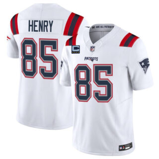 Men's New England Patriots #85 Hunter Henry White 2025 F.U.S.E. With 4-Star C Patch Vapor Limited Stitched Football Jersey