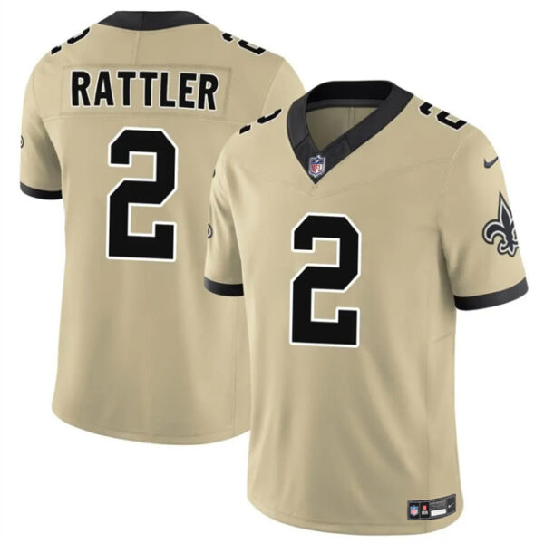 Men's New Orleans Saints #2 Spencer Rattler Gold 2025 F.U.S.E. Alternate Vapor Limited Stitched Football Jersey