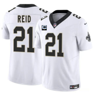Men's New Orleans Saints #21 Justin Reid White 2025 F.U.S.E With 1-Star C Patch Vapor Limited Stitched Football Jersey