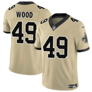 Men's New Orleans Saints #49 Zach Wood Gold 2025 F.U.S.E. Alternate Vapor Limited Stitched Football Jersey