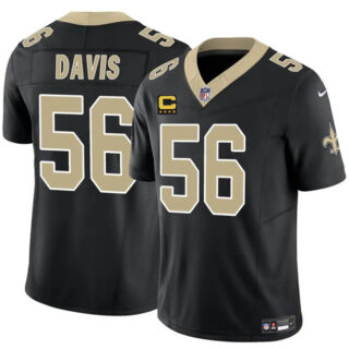 Men's New Orleans Saints #56 DeMario Davis Black 2025 F.U.S.E With 4-Star C Patch Vapor Limited Stitched Football Jersey