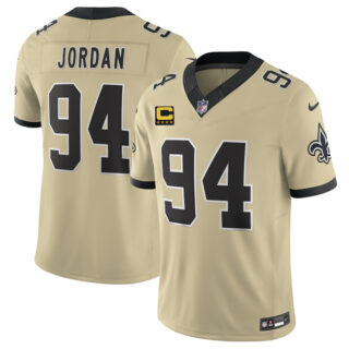 Men's New Orleans Saints #94 Cam Jordan Gold 2025 F.U.S.E. With 4-Star C Patch Alternate Vapor Limited Stitched Football Jersey