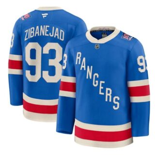 Men's New York Rangers #93 Mika Zibanejad Blue Centennial Stitched Hockey Jersey