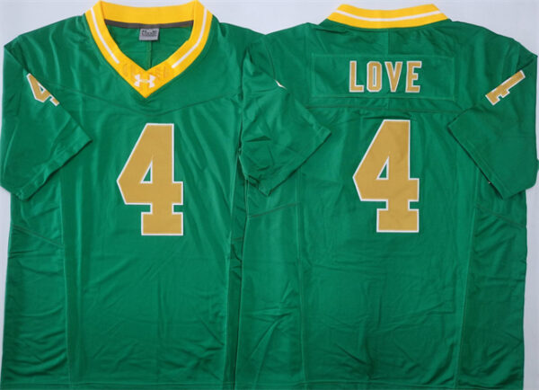 Men's Notre Dame Fighting Irish #4 Jeremiyah Love Green 2024 F.U.S.E. Limited Stitched Jersey