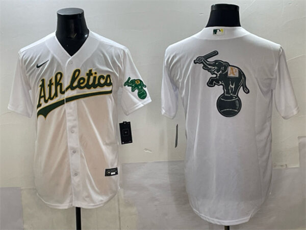 Men's Oakland Athletics Team Big Logo White Stitched Baseball Jersey