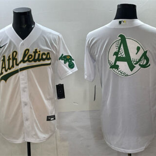 Men's Oakland Athletics Team Big Logo White Stitched Baseball Jersey