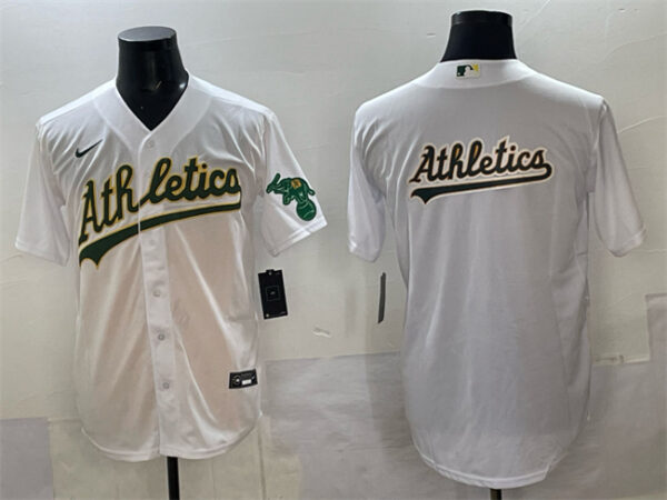 Men's Oakland Athletics Team Big Logo White Stitched Baseball Jersey