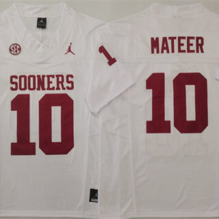 Men's Oklahoma Sooners #10 John Mateer White 2025 F.U.S.E. Stitched Jersey