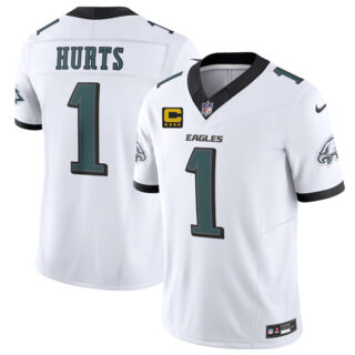 Men's Philadelphia Eagles #1 Jalen Jurts White 2025 F.U.S.E. With 4-Star C Patch Vapor Untouchable Limited Stitched Football Jersey