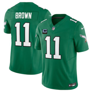 Men's Philadelphia Eagles #11 A.J. Brown Kelly Green 2025 F.U.S.E. With 3-Star C Patch Vapor Untouchable Limited Throwback Stitched Football Jersey