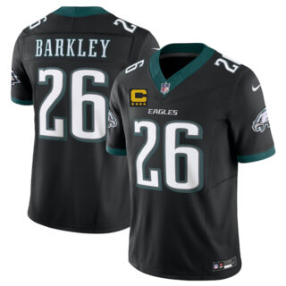 Men's Philadelphia Eagles #26 Saquon Barkley Black 2025 F.U.S.E. With 4-Star C Patch Vapor Untouchable Limited Throwback Stitched Football Jersey