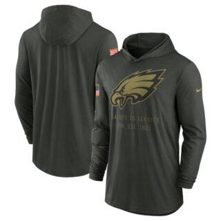 Men's Philadelphia Eagles Forest Green 2025 Salute to Service Sideline Dri-FIT Lightweight Pullover Hoodie