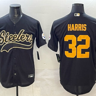 Men's Pittsburgh Steelers #32 Franco Harris Black Cool Base Stitched Baseball Jersey