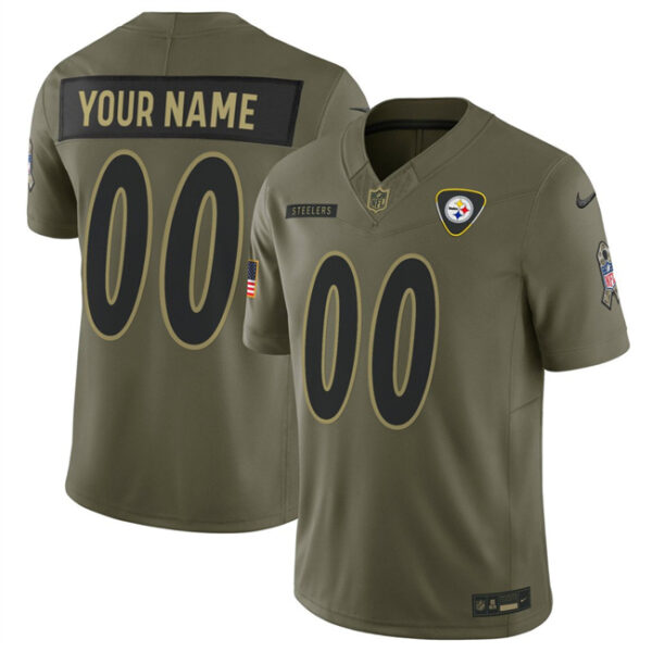 Men's Pittsburgh Steelers Active Player Custom Olive 2025 F.U.S.E. Salute to Service Limited Stitched Football Jersey
