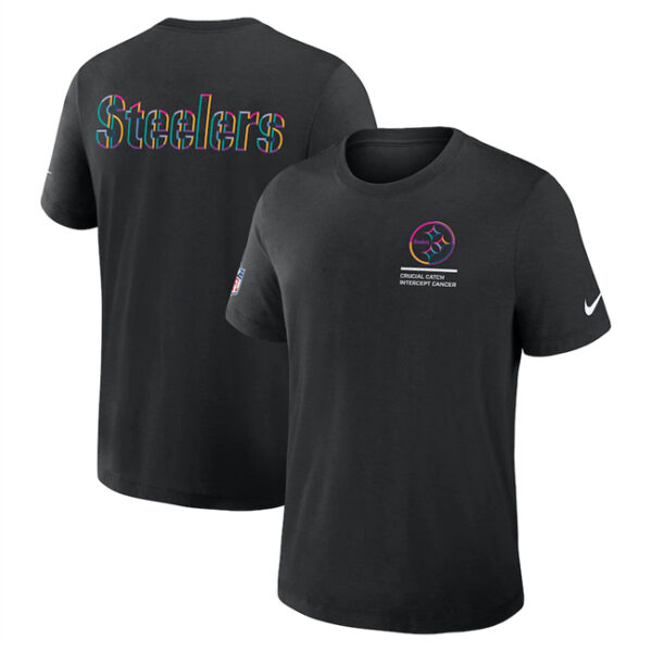 Men's Pittsburgh Steelers Black 2025 Crucial Catch Tri-Blend Dri-FIT T-Shirt