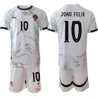 Men's Portugal Team #10 Joao Felix 2025 White Away Soccer Jersey Suit