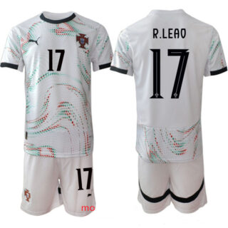 Men's Portugal Team #17 Rafael Leao 2025 White Away Soccer Jersey Suit