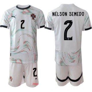 Men's Portugal Team #2 Nelson Semedo 2025 White Away Soccer Jersey Suit