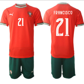 Men's Portugal Team #21 Francisco 2025 Red Home Soccer Jersey Suit