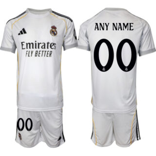 Men's Real Madrid Custom 25 26 White Home Soccer Jersey Suit