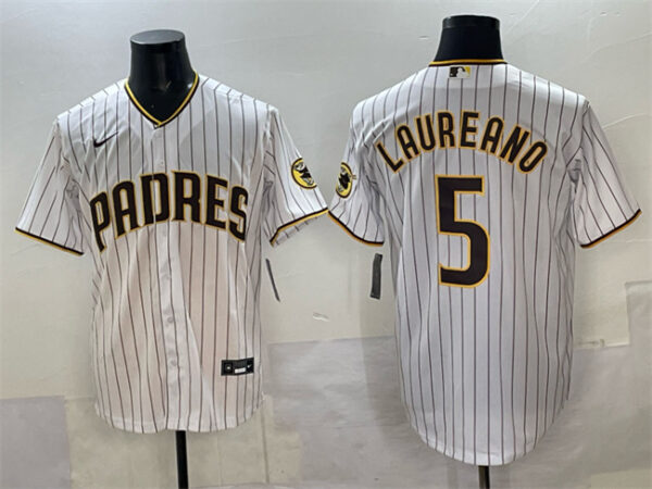 Men's San Diego Padres #5 Ramon Laureano White Cool Base Stitched Baseball Jersey