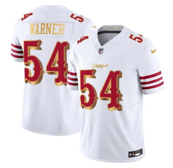 Men's San Francisco 49ers #54 Fred Warner White Gold 2025 F.U.S.E. Rivalries Vapor Limited Stitched Football Jersey
