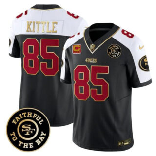 Men's San Francisco 49ers #85 George kittle Black Alternate F.U.S.E. 3-Star C With Faithful To The Bay Patch Vapor Limited Stitched Football Jersey