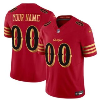 Men's San Francisco 49ers Active Player Custom Red Gold 2025 F.U.S.E. Rivalries Vapor Limited Stitched Football Jersey
