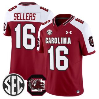 Men's South Carolina Gamecocks #16 LaNorris Sellers Garnet White 2025 F.U.S.E. Stitched Jersey