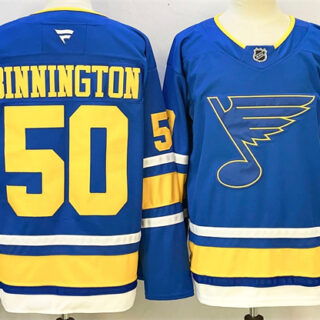 Men's St. Louis Blues #50 Jordan Binnington Blue 2025 Stitched Hockey Jersey