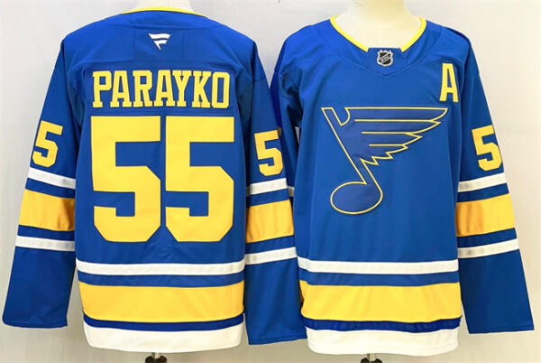 Men's St. Louis Blues #55 Colton Parayko Blue 2025 With A Patch Stitched Hockey vJersey com