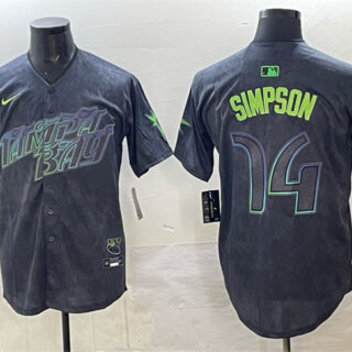 Men's Tampa Bay Rays #14 Chandler Simpson Charcoal 2024 City Connect Limited Stitched Baseball Jersey