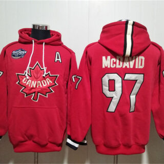 Men's Team Canada #97 Connor McDavid Red Ageless Must-Have Lace-Up Pullover Hoodie