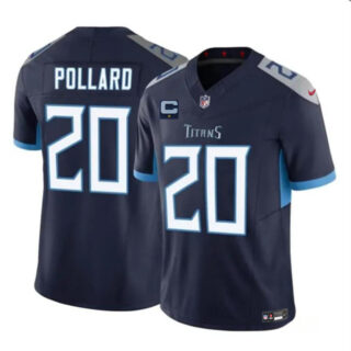 Men's Tennessee Titans #20 Tony Pollard Navy 2025 F.U.S.E. With 1-Star C Patch Vapor Limited Stitched Football Jersey
