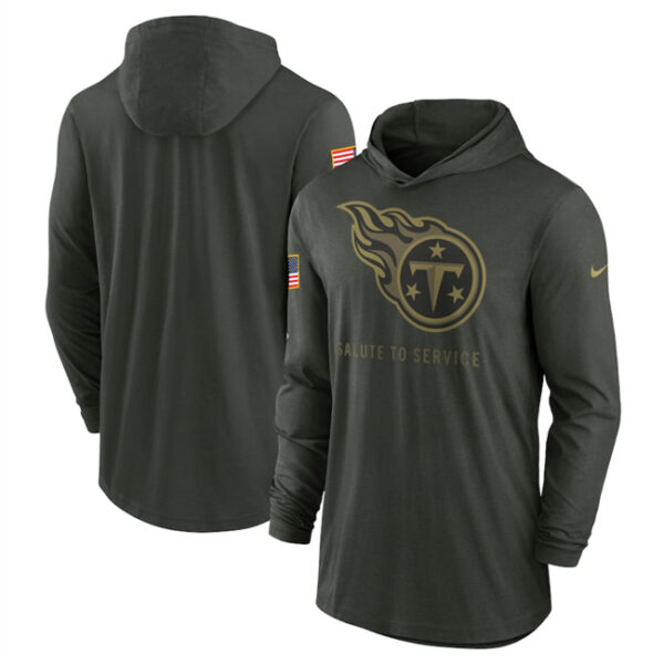 Men's Tennessee Titans Forest Green 2025 Salute to Service Sideline Dri-FIT Lightweight Pullover Hoodie