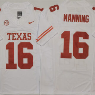 Men's Texas Longhorns #16 Peyton Manning White F.U.S.E. Stitched Jersey