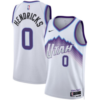 Men's Utah Jazz #0 Taylor Hendricks White 2025 Association Edition Stitched Basketball Jersey