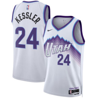 Men's Utah Jazz #24 Walker Kessler White 2025 Association Edition Stitched Basketball Jersey