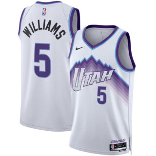 Men's Utah Jazz #5 Cody Williams White 2025 Association Edition Stitched Basketball Jersey